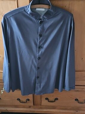 Cathay Pacific Organic Cotton Mandarin Collar Sleep Shirt Grey Size L
